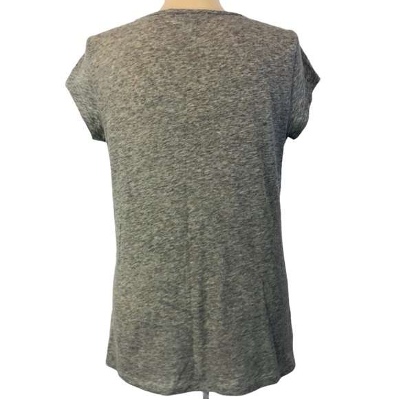 LIZ ClAIBORNE Gray Top w Lace overlay Round neck, Short sleeves, Front lined M - Picture 3 of 6